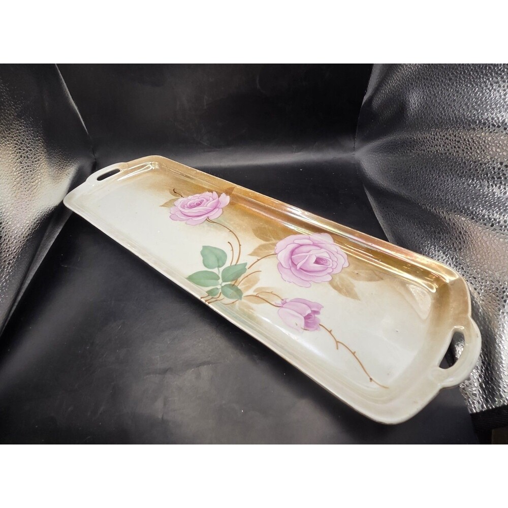 Large Antique German Porcelain Luster Tray
